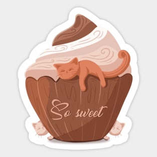 Cute cats and sweet cupcake Sticker